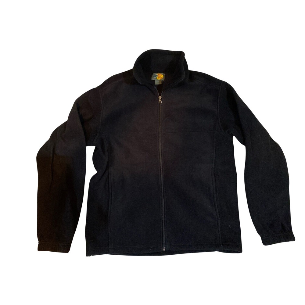 Bass Pro Shops Mens Fleece Jacket Black Full Zip Outdoor Mock Neck Small